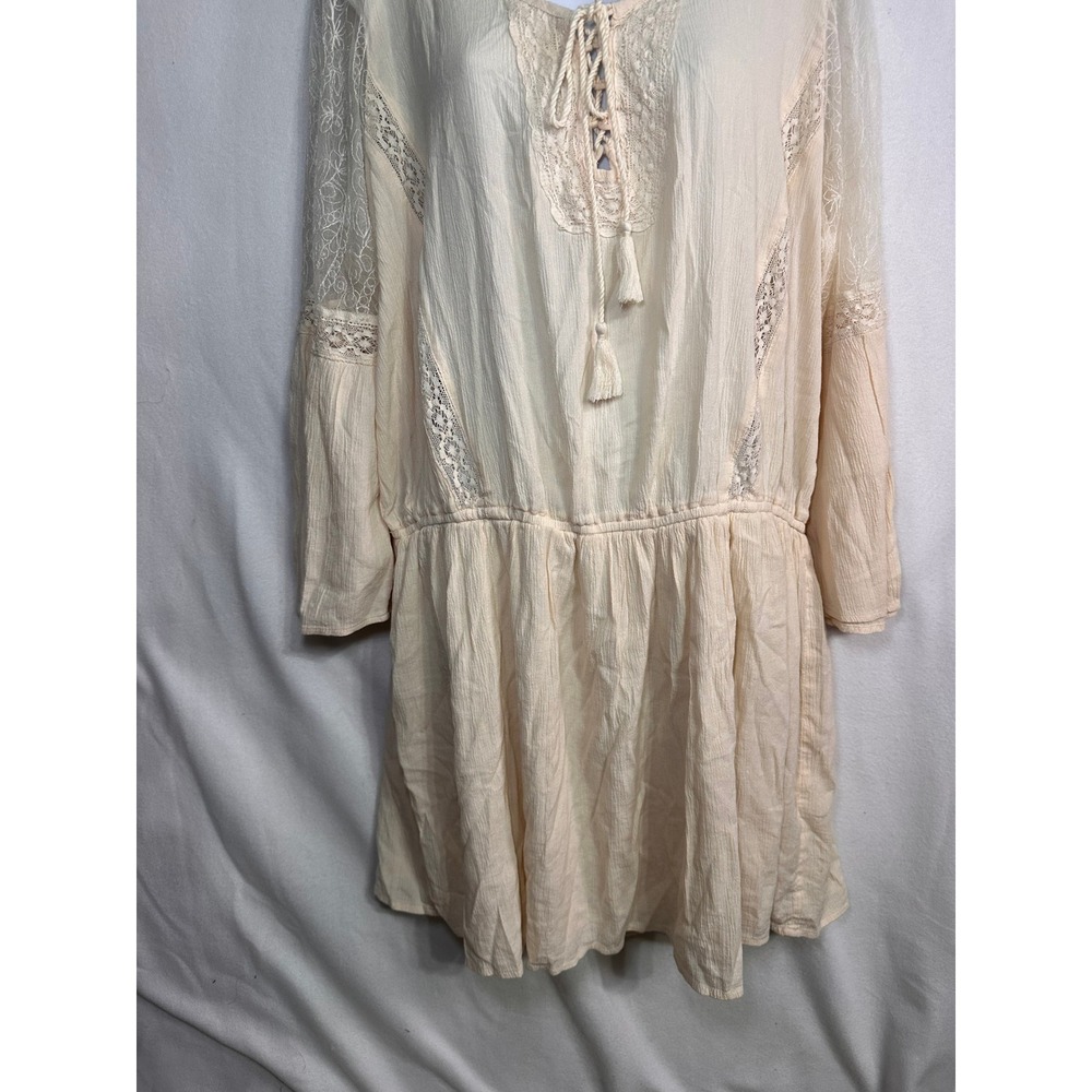 American Eagle Ivory Lace Boho Peasant Mini Dress XXL New With Tags 9199-106 - Picture 6 of 12